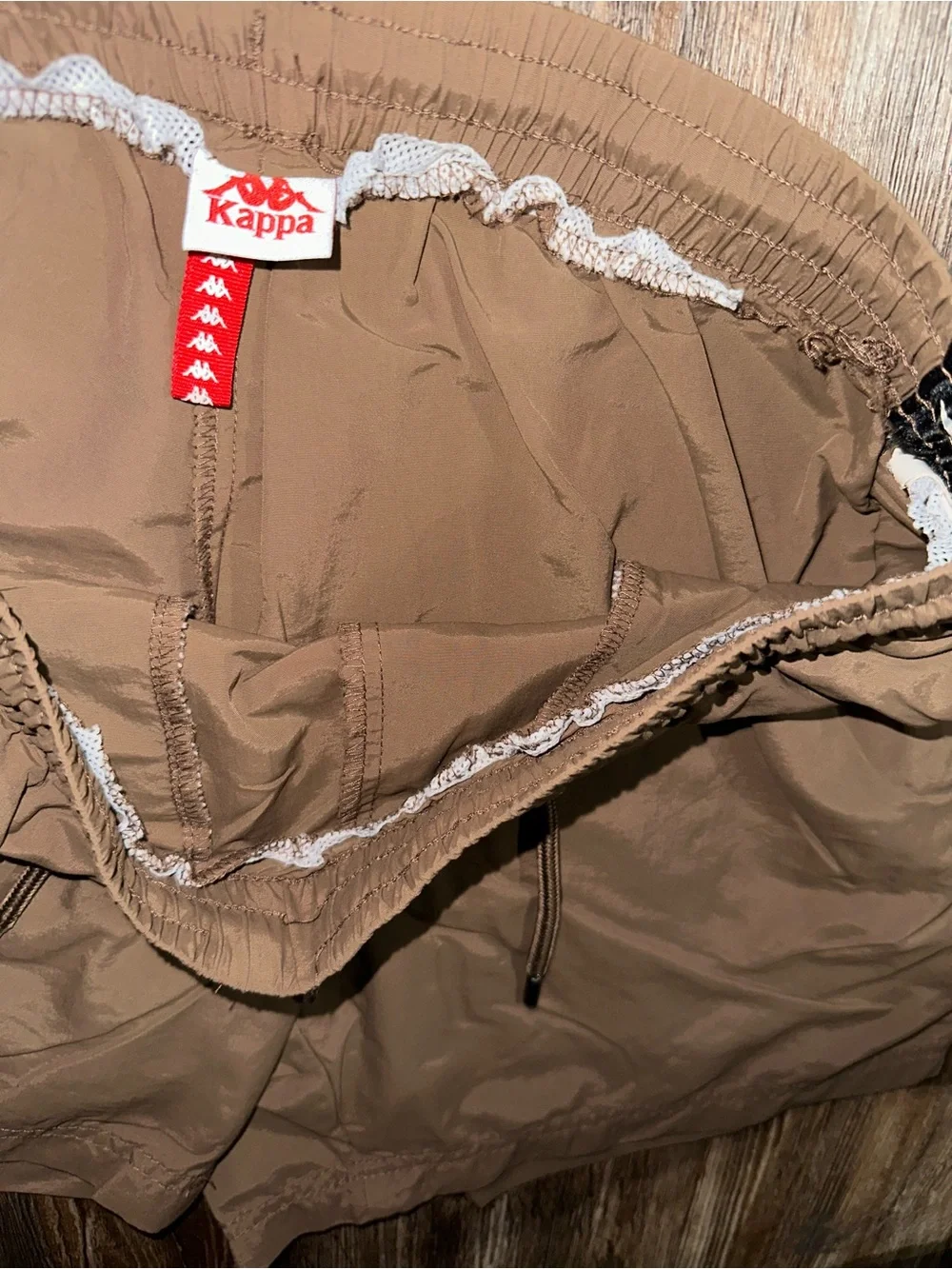 Kappa Banda Coney Active Shorts Brown Logo Tape Mesh Lined Men’s Large